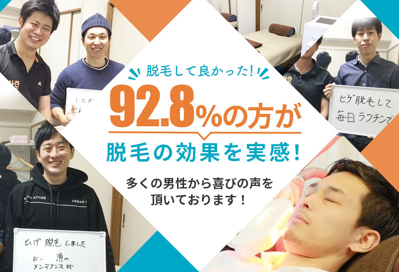 脱毛して良かった！92.8%の方が脱毛の効果を実感！